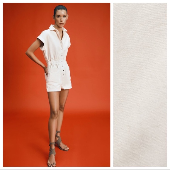 COPY - Zara Cream Denim Romper - Picture 1 of 6